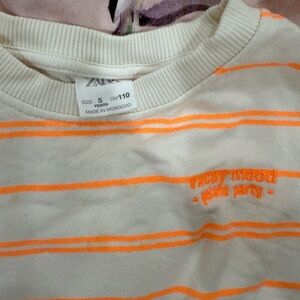 Zara Kids Orange and White Striped Long Sleeve Tee